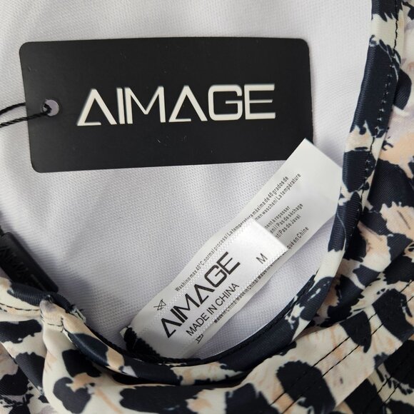 Aimage Womens Med High-Waisted Racerback Leopard Print Bikini Set Sexy Beach - Picture 8 of 8